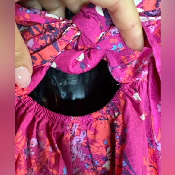 Free People Let The Sunshine In Printed pink Floral Strap Flare Dress sz XS - Picture 10 of 12